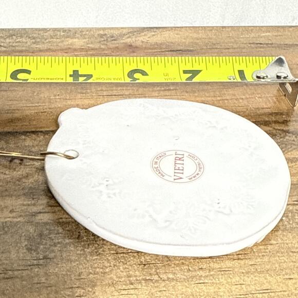 Vietri Ornament Reindeer Made in Italy Clay Pottery Round Circular White Glaze - Picture 7 of 7